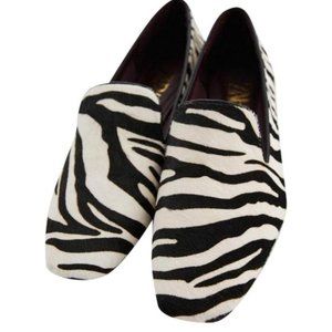NEW Zara Black White Zebra Print Leather Calf Hair Mulesslides EU 36 US 6.5